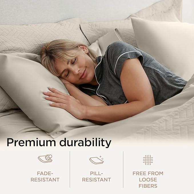Threadmill Sheets for Twin XL Mattress | 600 Thread Count Twin XL Bed Sheets Set with 15” Deep Pocket | Sateen Weave 3-Piece Bedding Set with Cooling Effect | Taupe