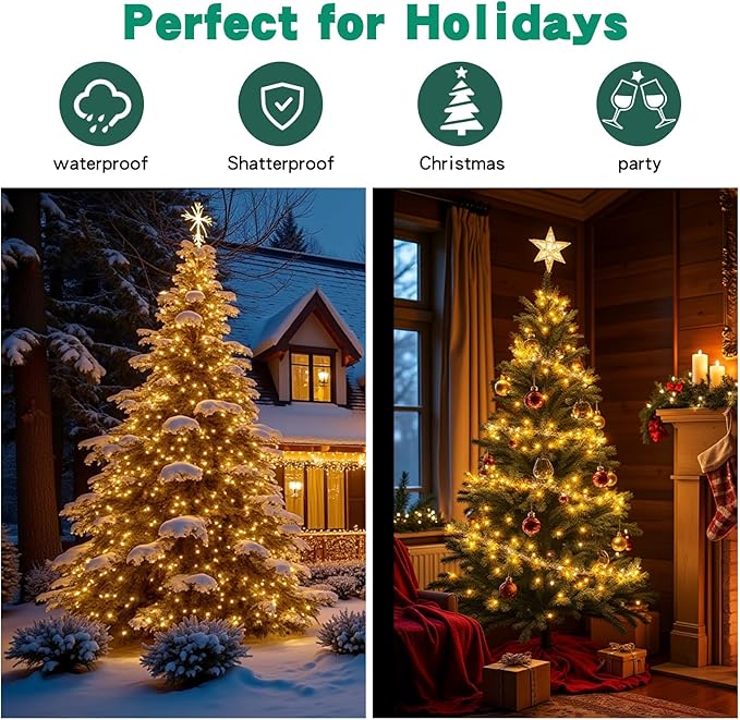 LED Christmas StringLights 20FT 100 Count, Mini Waterproof Christma String Lights, Warm White Mini LED Lights Plug in, Outdoor Christmas Lights for House, Tree Lights for Patio Garden Porch