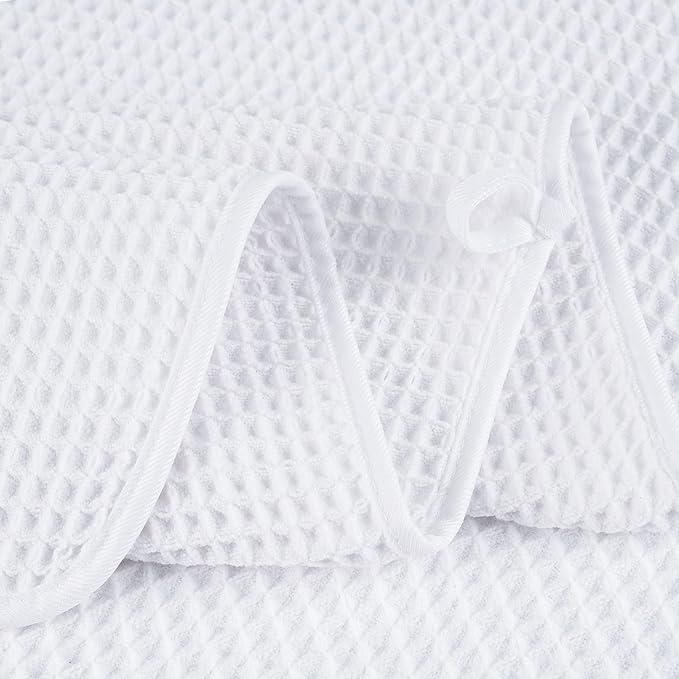 POLYTE 430 GSM Microfiber Quick Dry Lint Free Bath Sheet, 70 x 35 in, Set of 2 (Waffle Weave)
