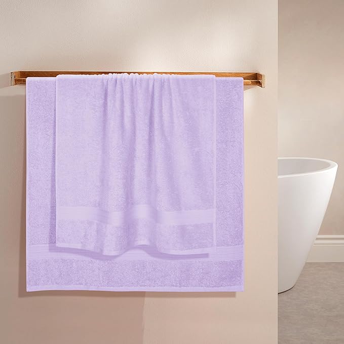 BOUTIQUO Cotton 2 Pack Oversized Bath Towel Set, Large Bath Towels 27x54, Ultra Soft, Absorbent, Compact, Quick Drying and Lightweight, Eco-Friendly and 100% Recyclable Towel Set - Purple
