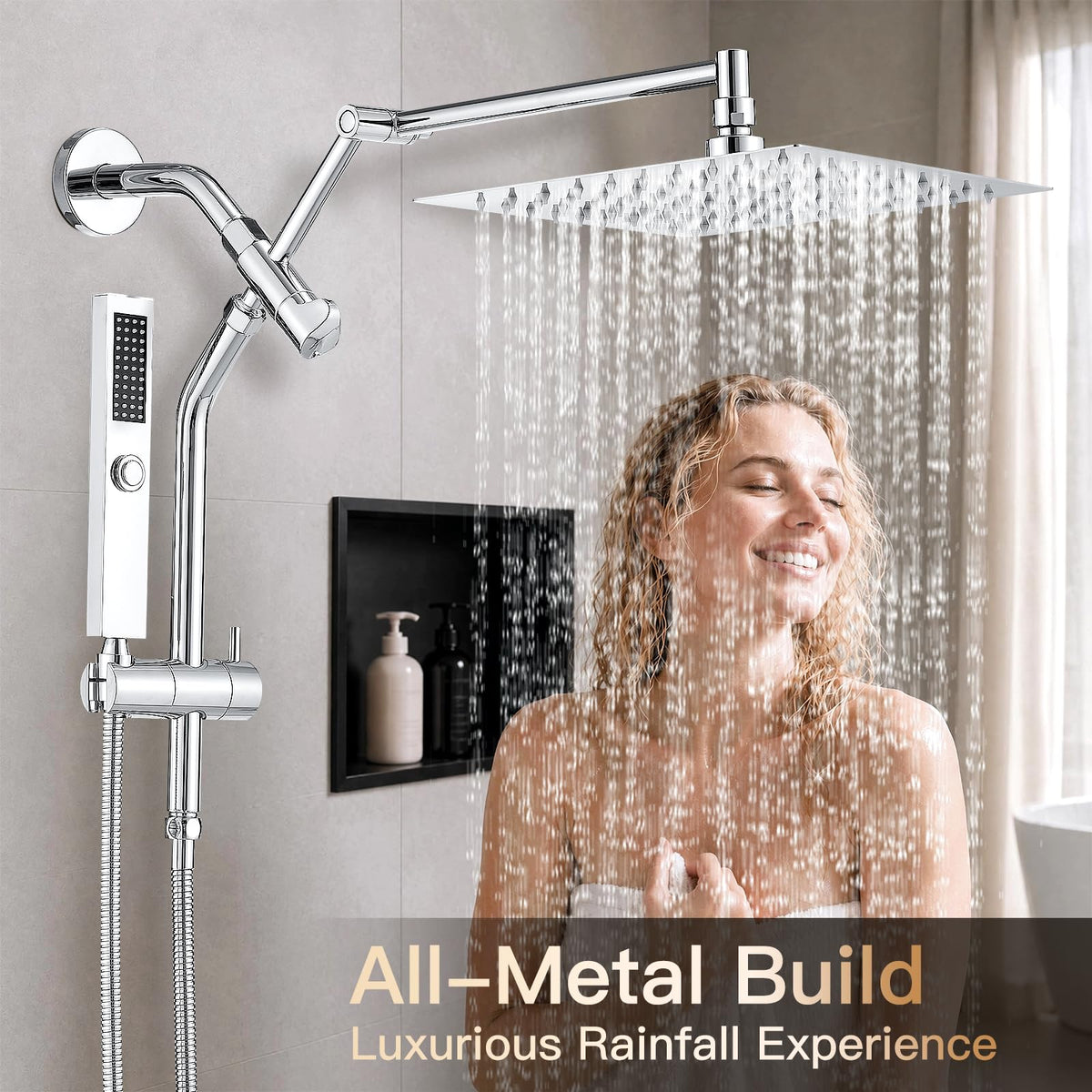 All Metal 10" Shower Head with Handheld, Built-in Power Jet Mode