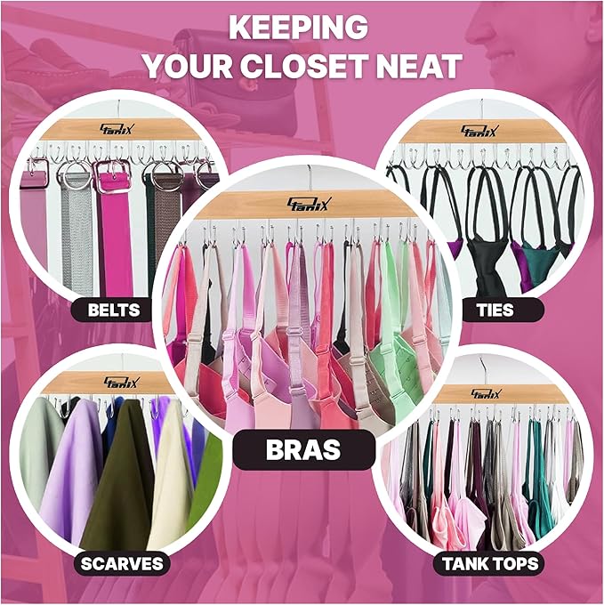 3 Pack Tank Top Hangers Space Saving, Bra Hangers for Closet Organizer, Bra Organizer for Closet, Space Saving Organizers and Storage for Dorm & Apartment for Tankto (Wooden)