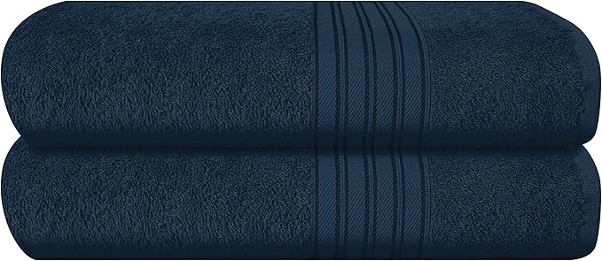 BOUTIQUO Cotton 2 Pack Bath Towel Set 28x55, Eco-Friendly Large Bath Towels, Compact Quickdry Lightweight Soft & Highly Absorbent Bath Towel, Ideal for Everyday Gym Travel Camp Pool - Mineral Blue