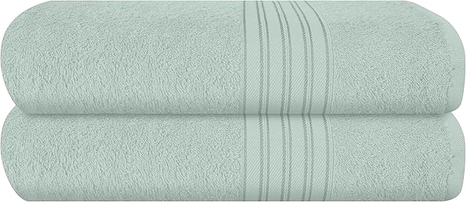 BOUTIQUO 100% Cotton 2 Pack Bath Towel Set 28x55, Eco-Friendly Large Bath Towels, Compact Quickdry Lightweight Soft & Highly Absorbent Bath Towel, Ideal for Everyday Gym Travel Camp Pool - Sea Green