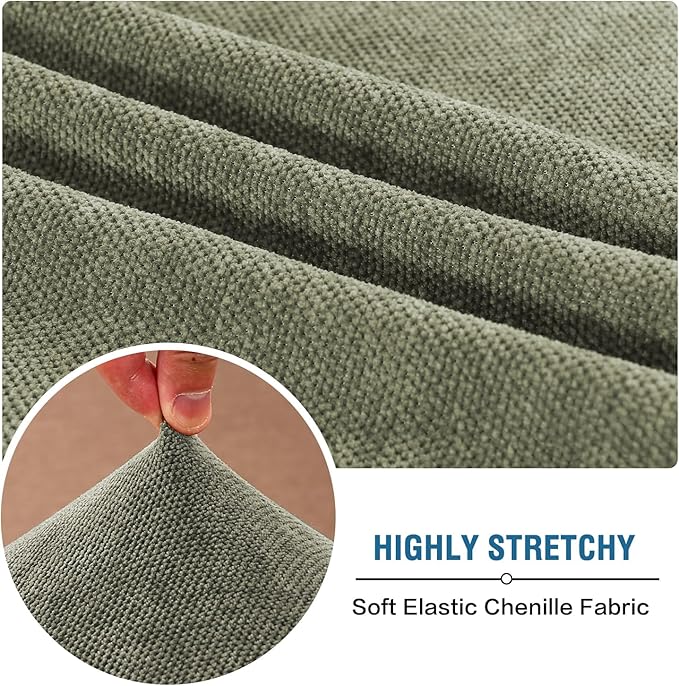 H.VERSAILTEX 2 Cushion Couch Covers for Sofa Stretch Chenille Couch Covers for Dogs Thick Soft Durable Sofa Slipcovers All Seasons Universal(2 Seater Loveseat Cushion Cover,Tea Tree)