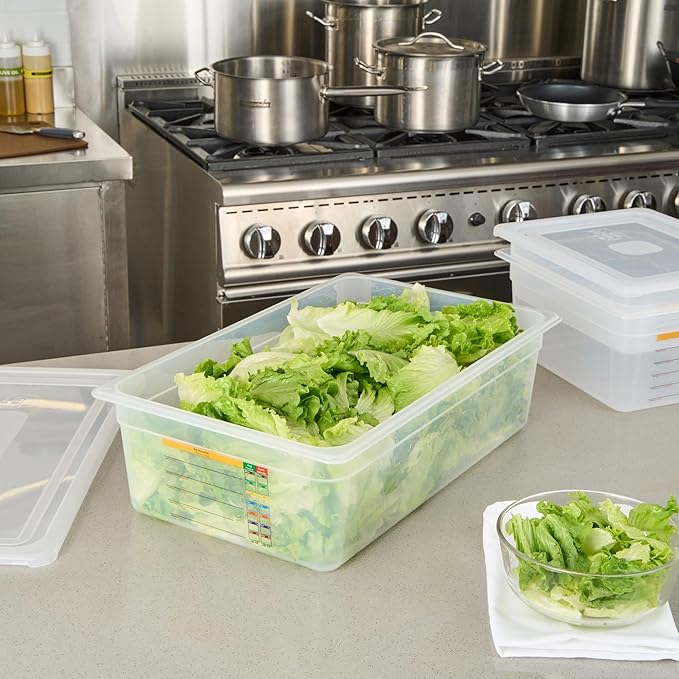 Restaurantware Food Pans Pack of 10 Plastic Rectangle Food Containers Full Size with Traceability Label, Storage Containers Dishwashable Hot Cold Friendly for Restaurants Buffet Commercial Use