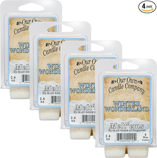 Our Own Candle Company Premium Wax Melt, Winter Wonderland Scent, 6 Cubes, 2.4 oz (4 Pack)