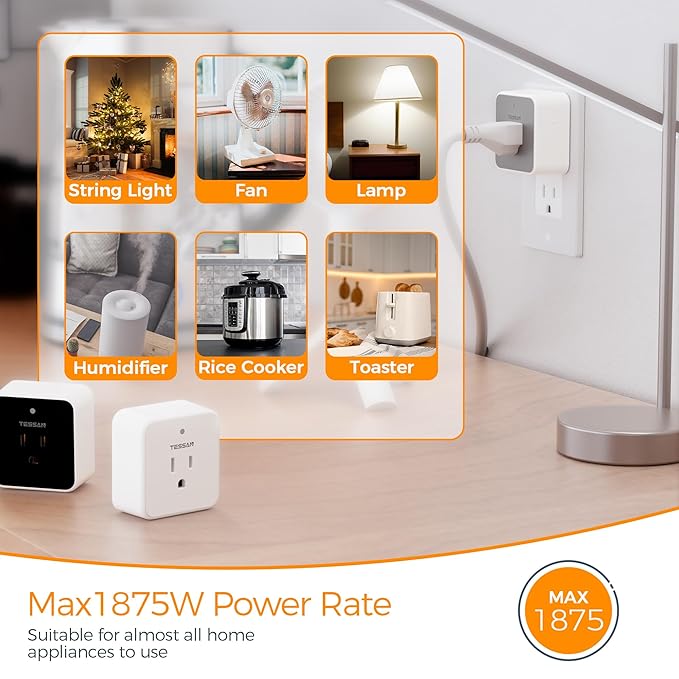 Remote Control Outlet, TESSAN 3 Pack Wireless Remote Light Switch, On Off Switch Plug for Lights, Lamps, Fans, Household Appliances, 100ft RF Range, 15A/1875W(3 Outlet)
