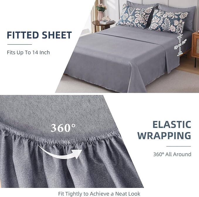 Drucon Paisley Comforter Set King, 7 Pieces Bed in a Bag Boho Comforter Bedding Soft Microfiber King Size Navy Blue Comforter with Sheet & Pillowcases