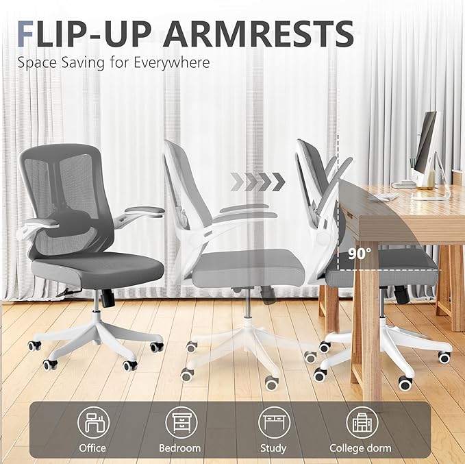 Mesh Office Computer Desk Managerial Executive Chair, Ergonomic High Back Comfy Swivel Gaming Home Chairs with Wheels, Comfortable Lumbar Support, Comfy Arms for Study,Home,Bedroom