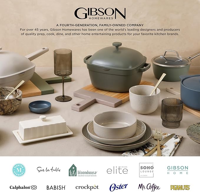 Gibson Home Rockaway 12-Piece Round Stoneware Dinnerware Set, Service for 4 – Cream Plates and Bowls, Modern Matte Finish, Microwave & Dishwasher Safe