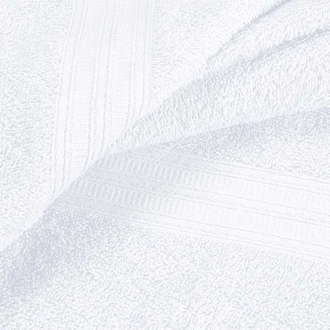 BOUTIQUO Ultra Soft 3 Pack Cotton Towel Set, Contains a Bath Towels 27x54 inch, a Hand Towels 16x24 inch & a Wash Coths 12x12 inch, Ideal Everyday use, Compact & Lightweight - White