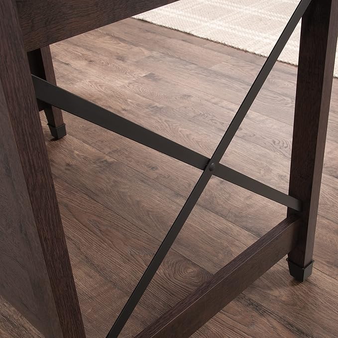 Sauder Carson Forge Vintage Rustic Computer Desk for Home Office with Drawers, in Coffee Oak
