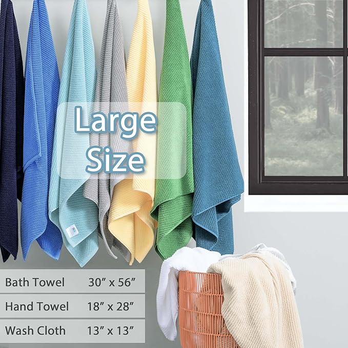 VOOVA & MOVAS Yellow Bath Towels - 100% Cotton | Quick Dry | Light Weight | Thick | Soft, 6 Piece Towel Set, 2 Large Bath 30"x56", 2 Hand 18"x28", 2 Washcloths 13"x13", Lemon Yellow Towel Gift Set