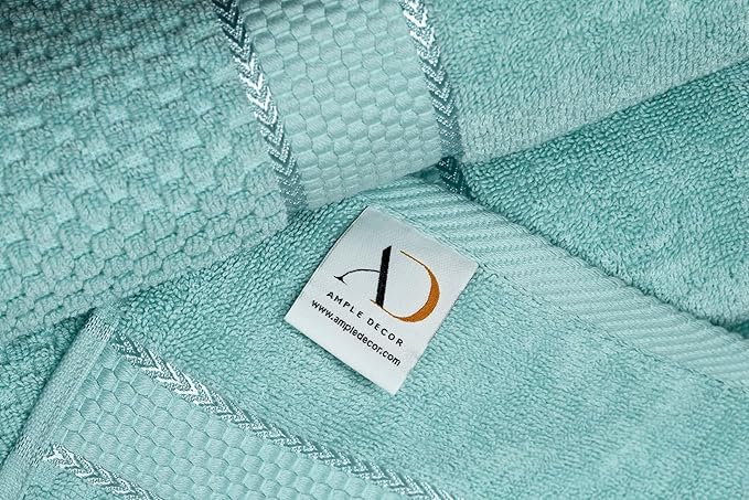 Ample Decor 100% Cotton Hand Towel for Kitchen Set of 12 Mint Green, Premium Quality for Bathroom, Hotel, Spa, Gym, Kitchen - 18 X 28 Inch - Mulaayam Collection