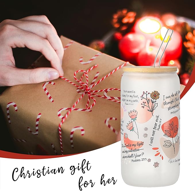 Bible Verse Coffee Mugs, Christian Gifts For Women, Christian Coffee Cups, My Daily Bible Affirmations Tumbler, Inspirational Religious Birthday Gifts (Frosted Glass)