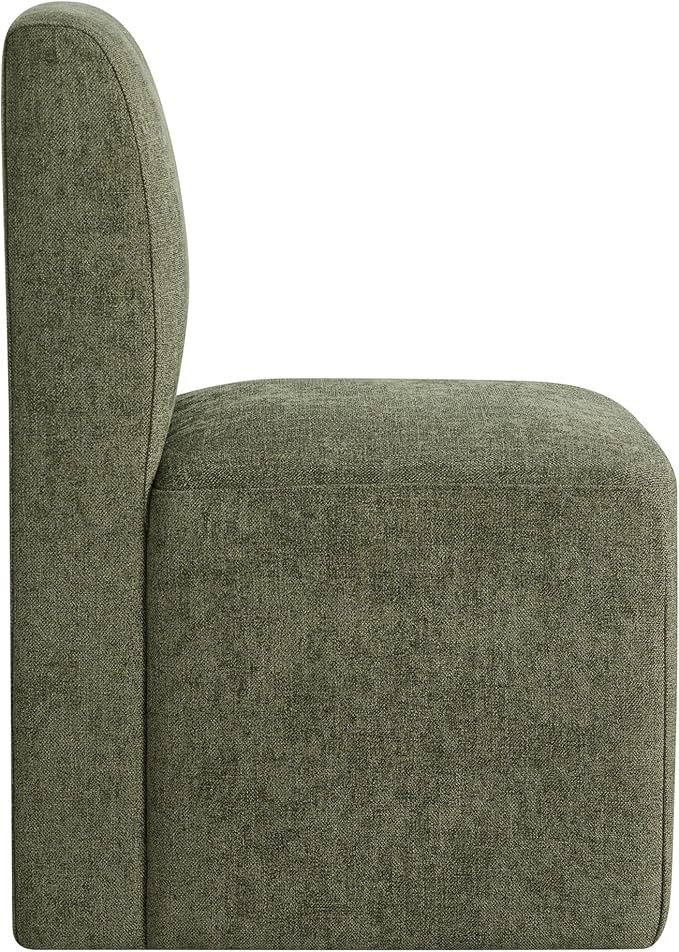 CHITA Dining Chairs with Casters Set of 4, FSC Certified Upholstered Armless Modern Rolling Dining Chairs with Rollers for Bedroom Reading Room Living Room, Moss Green