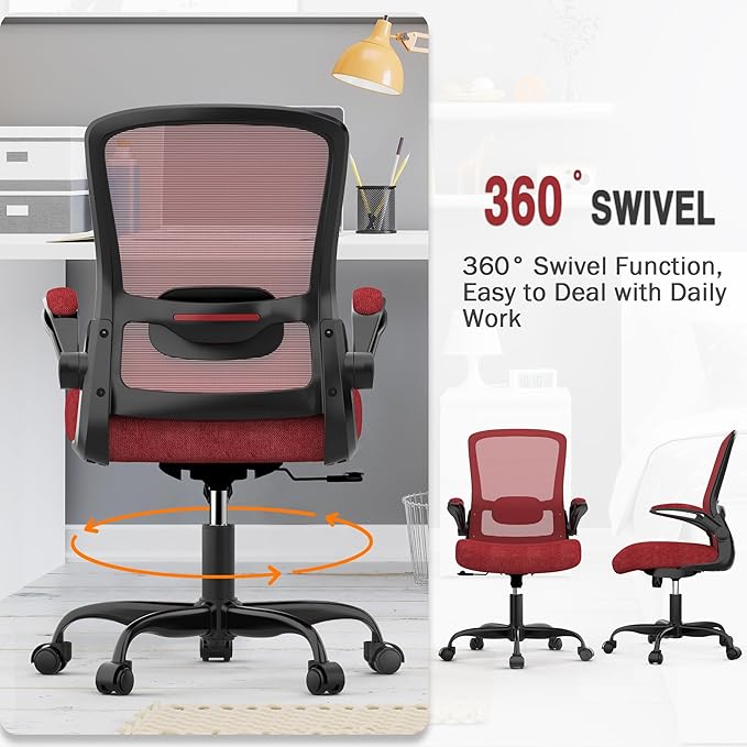 Mimoglad Office Chair, Ergonomic Desk Chair with Adjustable Lumbar Support, High Back Mesh Computer Chair with Flip-up Armrests-BIFMA Passed Task Chairs, Executive Chair for Home Office