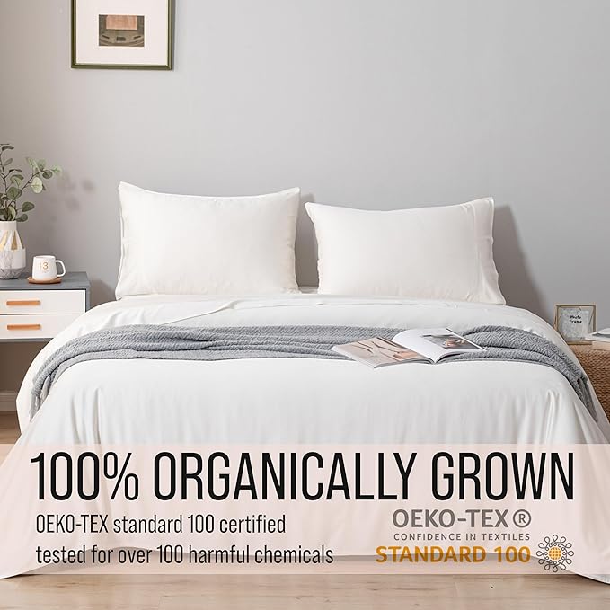 Bella Coterie Luxury Bamboo Viscose Queen Size Sheet Set | 100% Organically Grown | Ultra Soft | Cooling for Hot Sleepers | 18" Deep Pocket [Ivory]