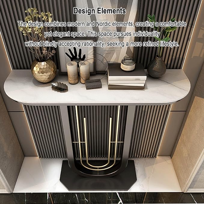 Console Table for Entryway Hall, Against Wall Hotel Long Porch table,stone top recibidor de entrada casa,Entry Home Wall Art Strip Table,for Living Room(B,39.4*11.8*31.5in/100*30*80cm)