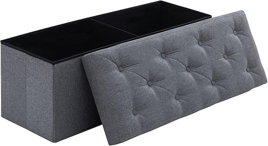 BRIAN & DANY 43 Inches Ottoman with Storage, Linen Storage Ottoman Bench, End of Bed Benches, Folding Ottomans for Bedroom, Living Room and Entryway (Gray)