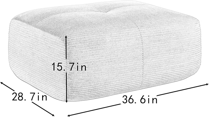 Pink Ottoman for Modular Sectional Sofa, Corduroy Deep Seat for Oversized Compressed Boneless Sectional Couches for Living Room Bedroom Apartment, Cloud Sofa Couch Set, Memory Foam, No Assembly