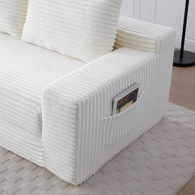 73" Cloud Loveseat Sofa Couch in a Box, 2 Seater Boneless Couch, Convertible Pull Out Sofa Bed with Pillows, No Assembly, Memory Foam, Modern Small Couches for Small Spaces (A-Beige)