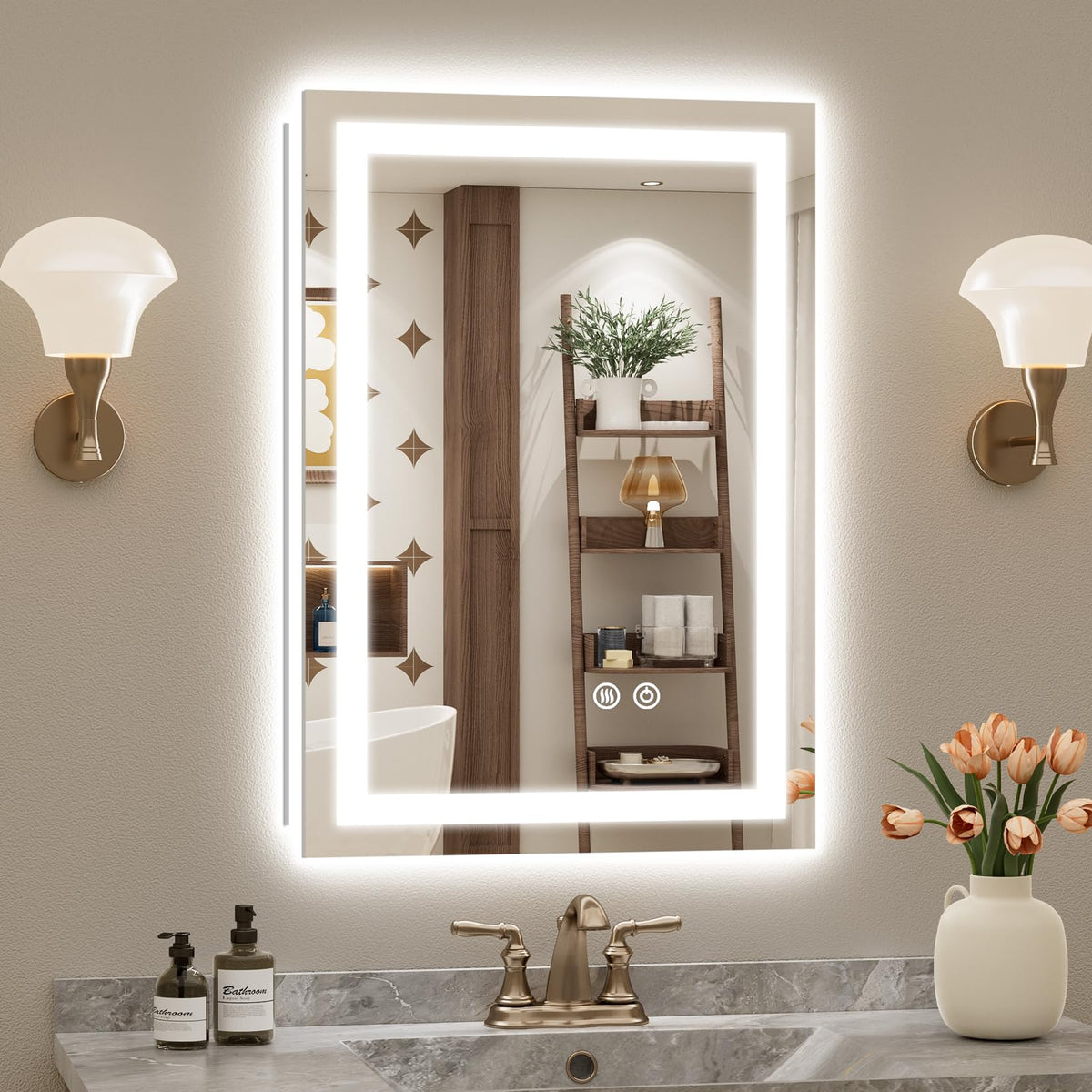 VEEYLOS 20x30 Inch LED Bathroom Mirror with Lights, Backlit & Front Lit