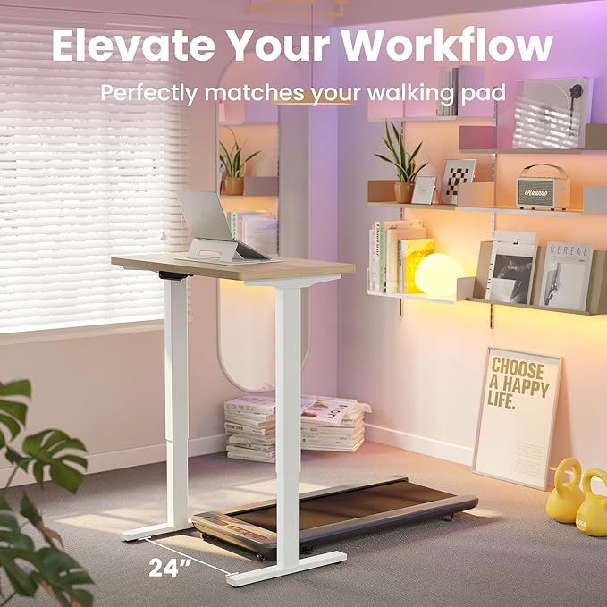 HUANUO Electric Standing Desk, 40 x 24 Inch Height Adjustable Computer Desk with Storage Bag, 4 Height Memory Settings, Sit Stand Up Desk for Home Office, Light Walnut