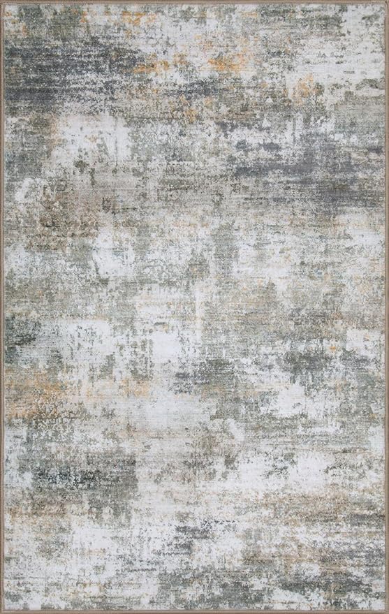 WILLSUN Washable Area Rugs, 6x9 Non-Slip Boho Large Area Rugs for Living Room, Bedroom, Machine Washable Vintage Rug, Indoor Floral Print Carpet for Home Decor, Kid & Pet Friendly Mat