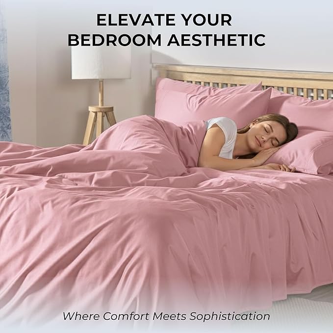 100% Natural Cotton Bed Sheets | 500 TC Single-Ply Sateen Weave Twin XL Sheets | Soft, Breathable, Hypoallergenic Solid 3-Piece Bedding with Deep Pocket Fitted, Flat, Pillowcase | Blush
