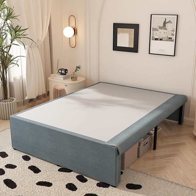 California King Bed Frames with Fabric Cover, 18 Inch Heavy Duty Metal Platform Support Up to 3000 lbs with Steel Slat, No Box Spring Needed, Easy Assembly, Noise Free, Black