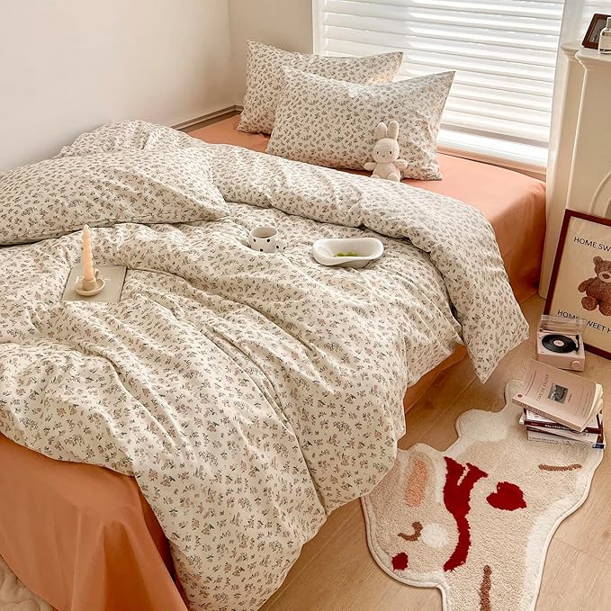 EAVD Twin XL Comforter Set Floral Pattern Girls Soft Microfiber Chic Cute Small Floral Bedding Comforter Set with 2 Pillowcases Fresh Botanical Comforter Set for All-Season