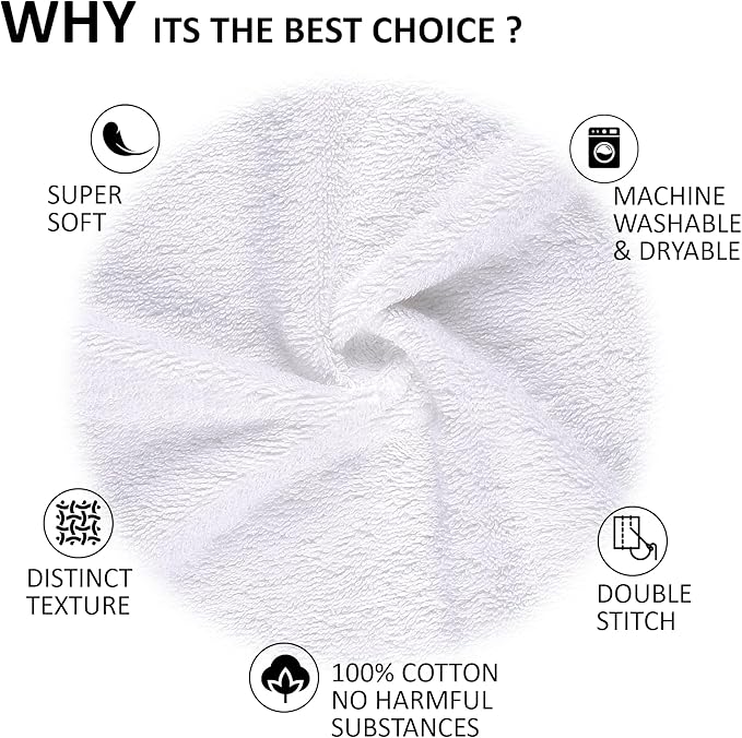 Quick-Dry, Soft & High Absorbent Bath Towels Cotton Turkish Bath Towel Set of 6 | Daily Use 100% Cotton Towels for Bathroom, Gym & More | Bathroom Towels Set (6 Pcs, White)