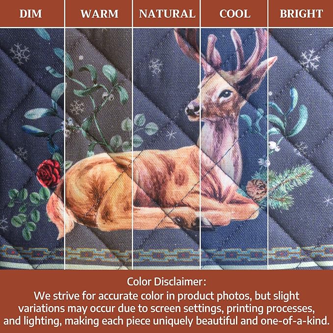 Maison d' Hermine Pot Holders Set 100% Cotton Heat Resistant Potholders 8" x 8" Hot Pads with Loop for Thanksgiving Christmas Decorations BBQ Baking Handling Hot Pans (Pack of 2, Christmas Joy)