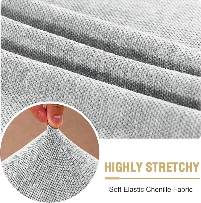 H.VERSAILTEX Stretch Chenille Couch Cushion Cover Soft Sofa Covers Individual Seat Couch Slipcover Sets Furniture Protector Seat Cushion Sofa Cover (3 Piece Sofa Cushion Covers, Dove)