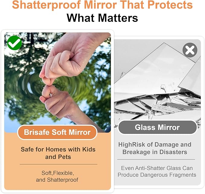 brisafe 67"x28" Ultra-Light Mobile Floor Mirror with 360° Wheels, 0.04mm Shatterproof Nano Film for Home Gym/Yoga/Dance Studio & Commercial Use | 60% Insurance Savings | Black