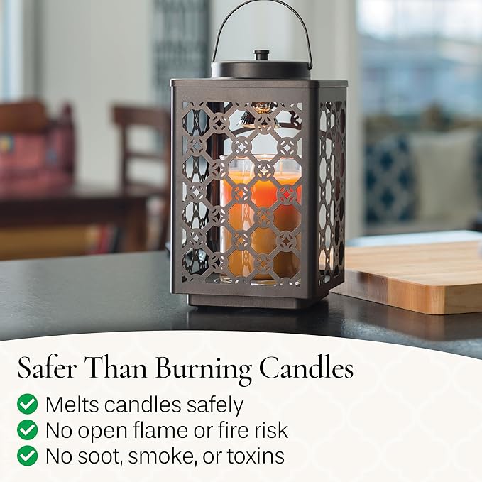 Candle Warmers Etc. Garden Candle Warmer Lantern – for Top-Down Warming & Flame-Free Fragrance