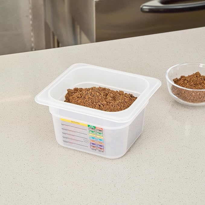 Restaurantware Food Pans Pack of 10 Plastic Square Food Containers 1/6 Size with Traceability Label, Storage Containers Dishwashable Hot Cold Friendly for Restaurants Buffet Commercial Use
