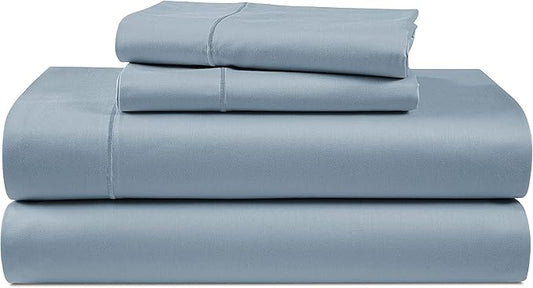 LANE LINEN Ultra Soft California King Sheets Set,100% Egyptian Cotton Mercerized Fully Elasticized with French Seam on Fitted Hotel Like Thick Luxury Cal King Bed Sheets- French Blue