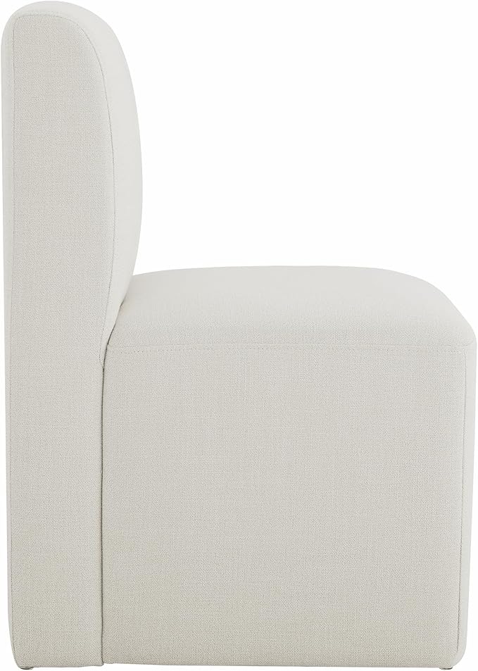 CHITA Dining Chairs with Casters Set of 4, FSC Certified Upholstered Armless Modern Rolling Dining Chairs with Rollers for Bedroom Reading Room Living Room, Linen