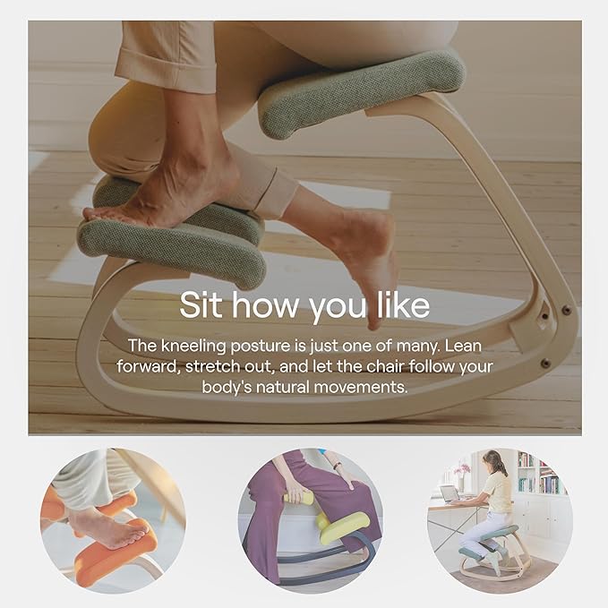 Varier Variable Natural/Black Ergonomic Office Kneeling Chair – Active Sitting, Rocking Seat for Home, Study & Posture Support – 10 Year Quality Guarantee