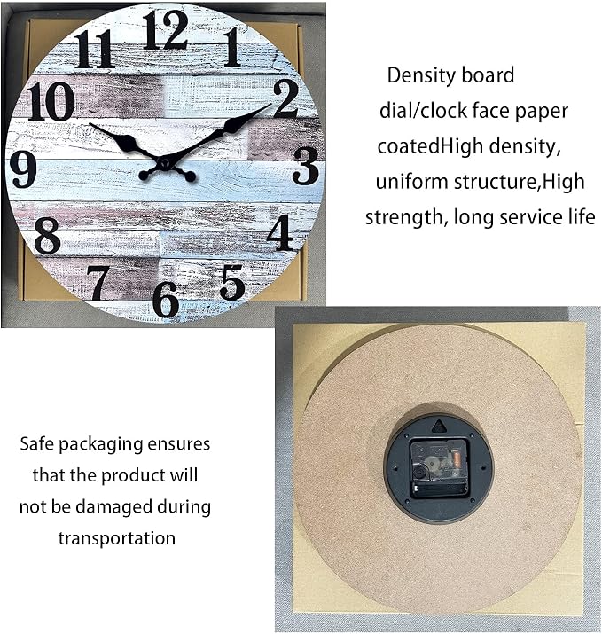 XNM Wood Extra Large Clocks Battery Operated Decorative 24 Inch Nautical Grey Rustic Wall Clock for Office Round Wall Clock Silent(MDF No Solid Wood)