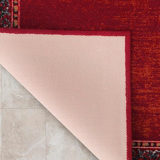 Antep Rugs Alfombras Bordered Modern 2x10 Non-Slip (Non-Skid) Low Pile Rubber Backing Indoor Area Runner Rug (Maroon Red, 2' x 10')