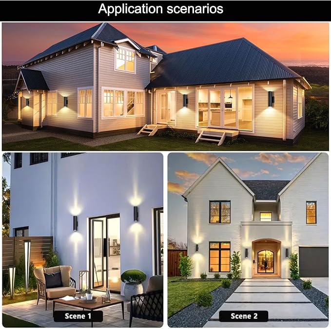 6 Pack 14inch LED Up & Down Wall Lights,18W E26 4000K Day White 1800LM Outdoor Wall Light Aluminum Body Waterproof IP65 led Porch Light for Wall Patio Garage Garden