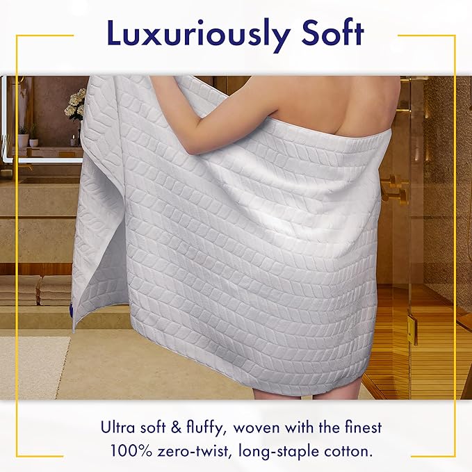 Ultra Soft & Stylish 700 GSM Luxury Hand Towel Set (6 Piece) - 100% Zero-Twist, Long-Staple Cotton - Remarkably Absorbent (White)