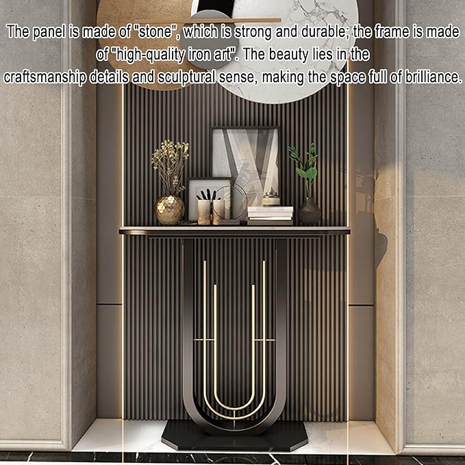 Console Table for Entryway Hall, Against Wall Hotel Long Porch table,stone top recibidor de entrada casa,Entry Home Wall Art Strip Table,for Living Room(B,39.4*11.8*31.5in/100*30*80cm)
