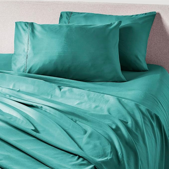PeachSkinSheets The Real Teal Sheet Set - 1500tc Level of Softness - Extra Soft Cooling Sheets for Hot Sleepers and Night Sweats - Regular King Size