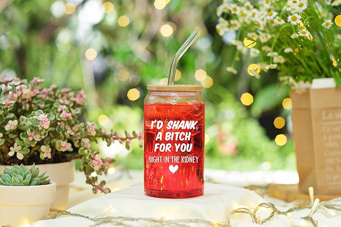 NewEleven Gifts For Women Friendship - Funny Gifts For Friends Female - Unique Friendship Present For Her, Female, Bestie, Bff, Soul Sister, Work Bestie - 16 Oz Coffee Glass