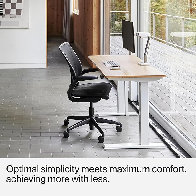 Humanscale World LM Black Catena Mesh Ergonomic Office Chair for Desk with Black Mesh Seat, Adjustable Simple Desk Chair, Black Frame